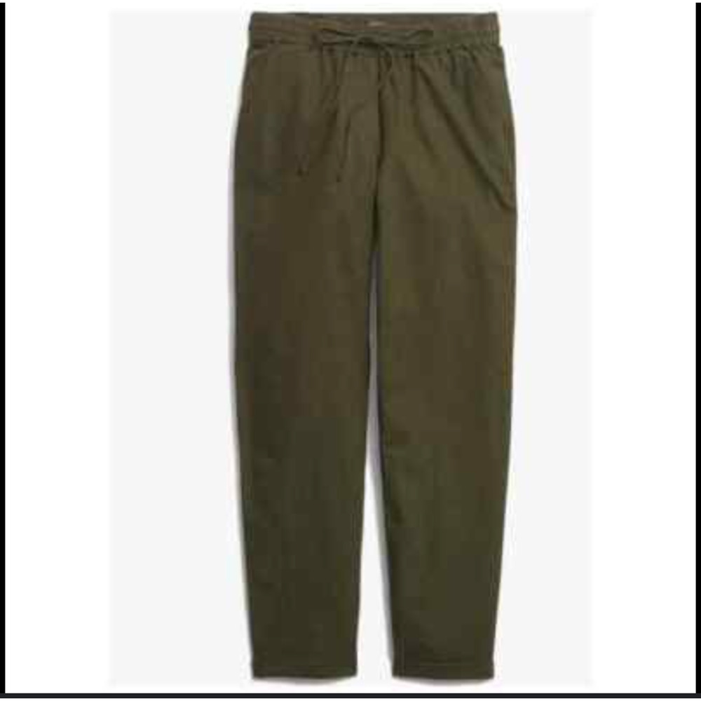 J. Crew Linen Blend Pull On Pants Olive Green 6